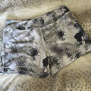 White polka print booty shorts L active stretch bike short gym yoga Pro Player